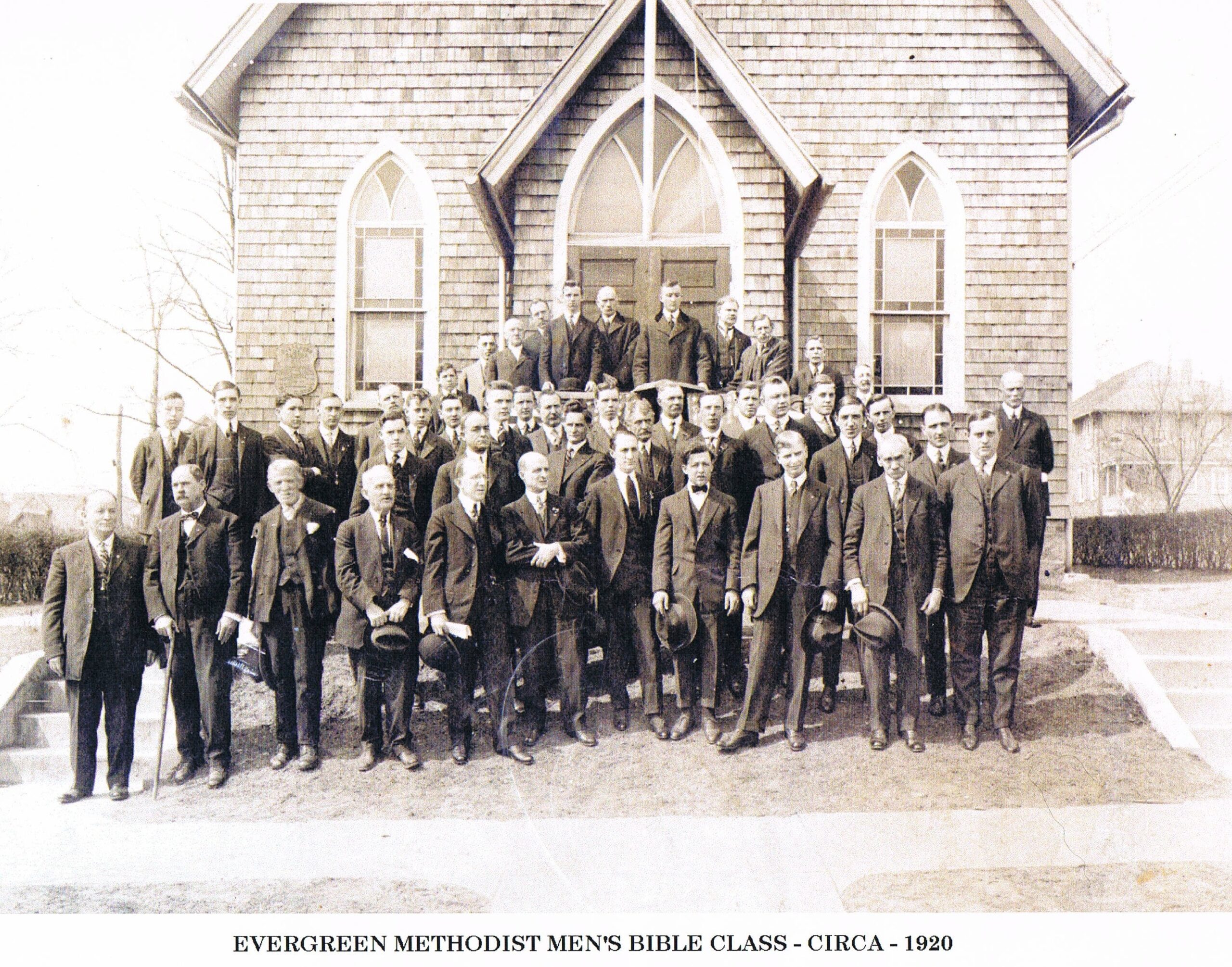 Old Photo Group of men outside church